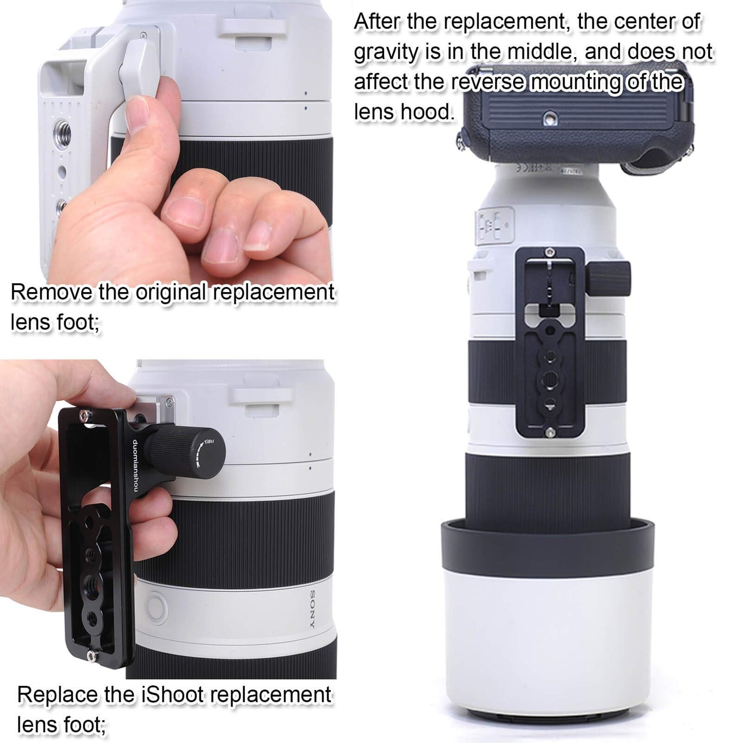 iShoot Arca Type Replacement Lens Foot for Sony FE 200-600mm f/5.6-6.3 G OSS Lens SEL200600G, CNC Aviation Aluminum Lens Tripod Mount Ring Replacement