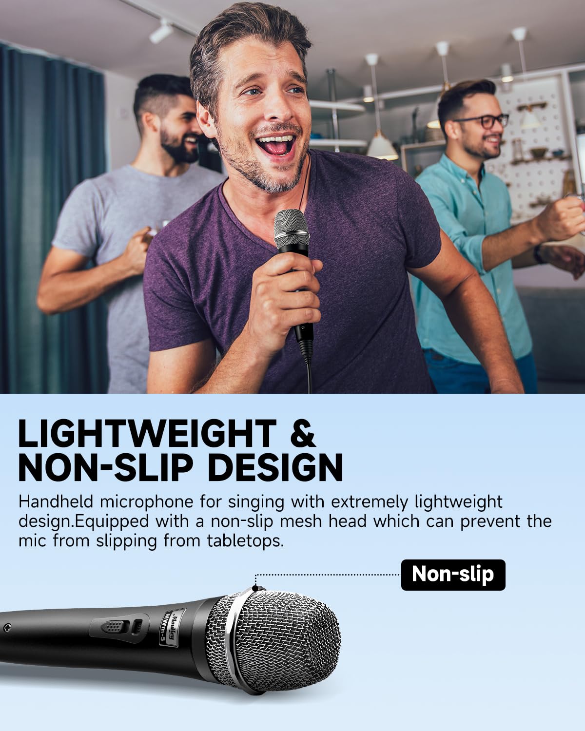 Moukey Karaoke Microphone, Dynamic Microphone with 13 ft Cable, Metal Handheld Cardioid Wired Mic, XLR Microphone for Singing, Compatible w/Karaoke