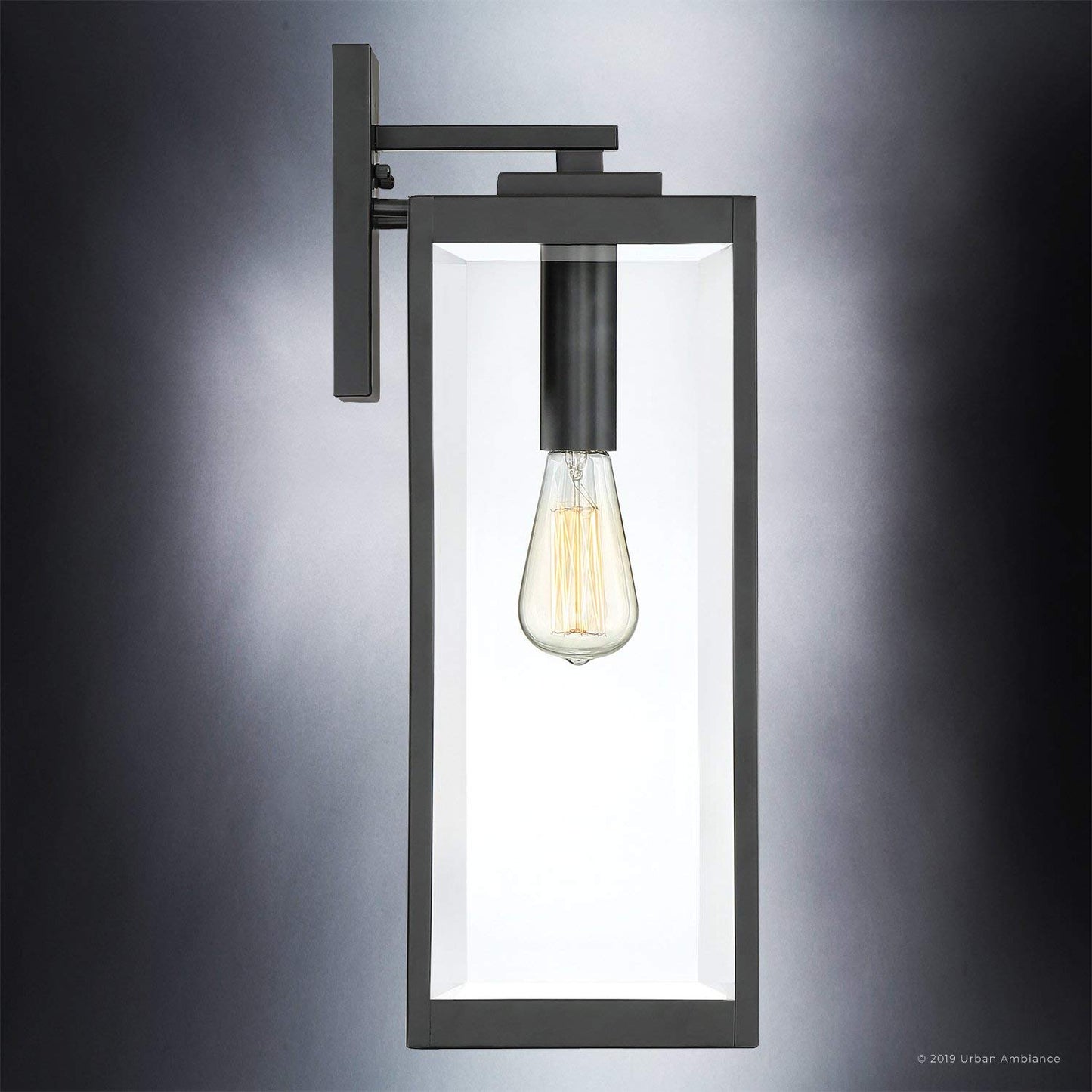 Urban Ambiance Luxury Modern Farmhouse Wall Light, Large Size: 20.00" H x 7.00" W, with Industrial Style Elements, Natural Black Finish, UQL1332