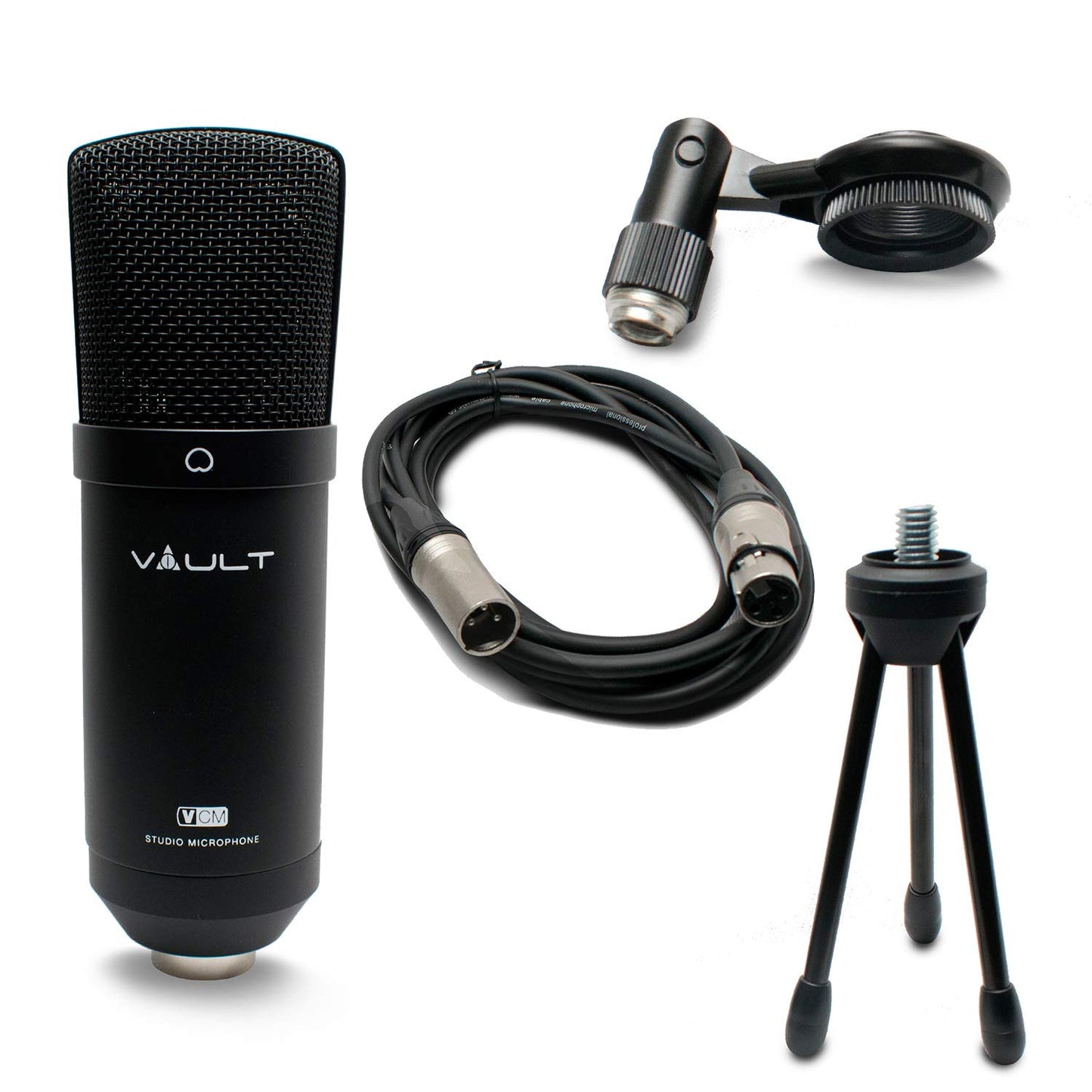Vault VCM Studio Condenser Microphone with Tripod, XLR Cable, and Shock Mount