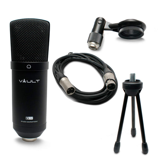Vault VCM Studio Condenser Microphone with Tripod, XLR Cable, and Shock Mount