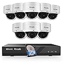PANOOB Security Camera System PoE, 8X 5MP Wired IP IK10 Vandal-Proof Dome Camera, AI Human Detection, Remote Access, 100ft IR Night Vision Built-in