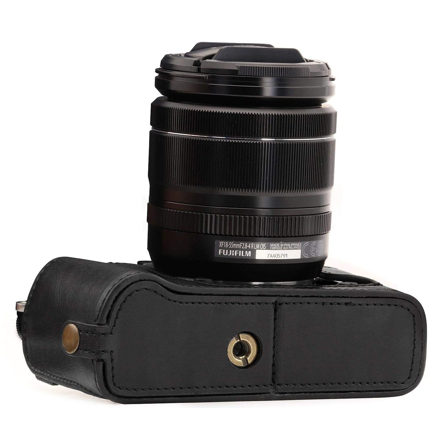 MegaGear MG957 Ever Ready Leather Camera Half Case and Strap Compatible with Fujifilm X-T30 MII, X-T30, X-T20, X-T10 - Black