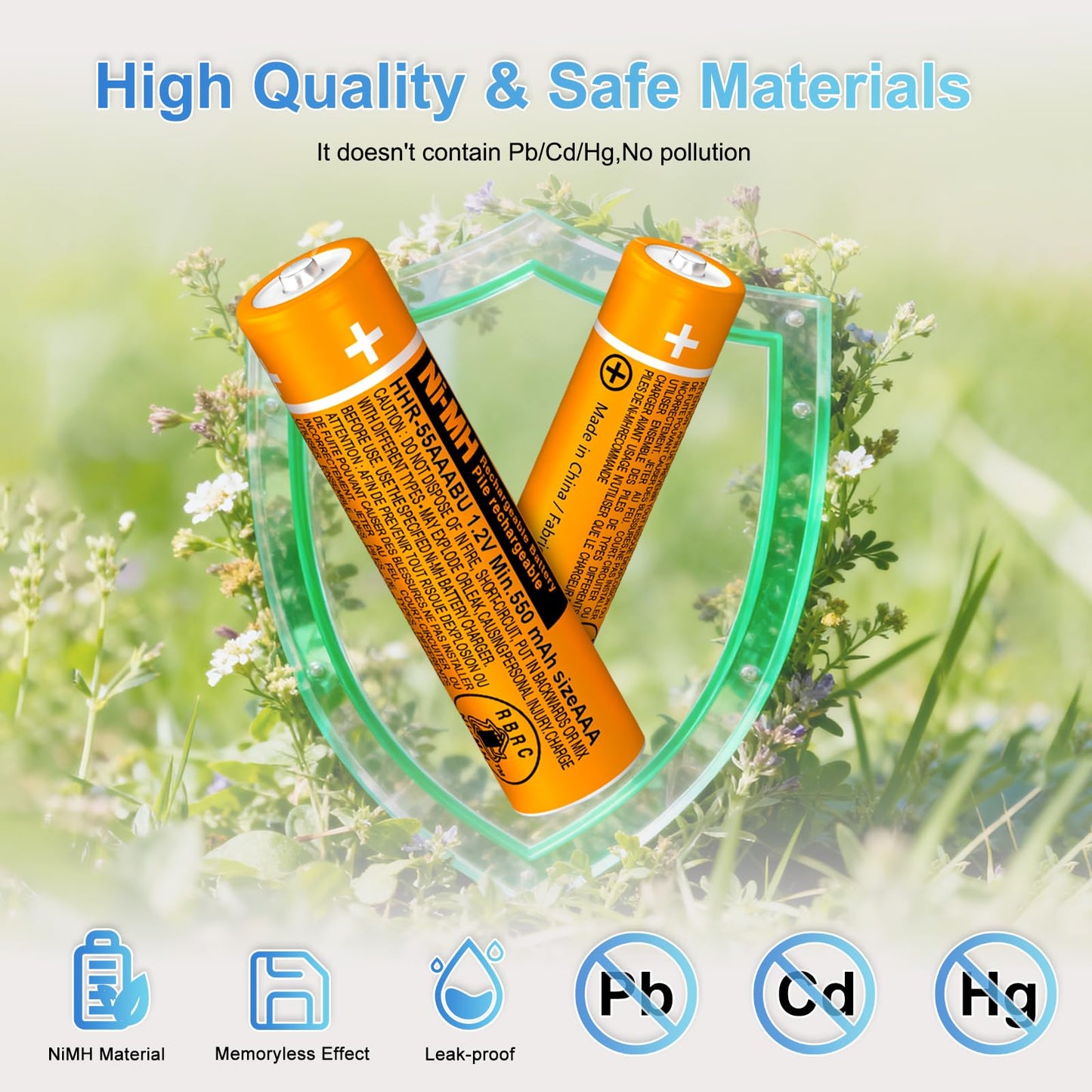 BENNTOP NI-MH AAA Rechargeable Batteries for Panasonic Cordless Phones,1.2V 550mah HHR-55AAABU 4-Pack Rechargeable AAA Battery for Phone,Remote