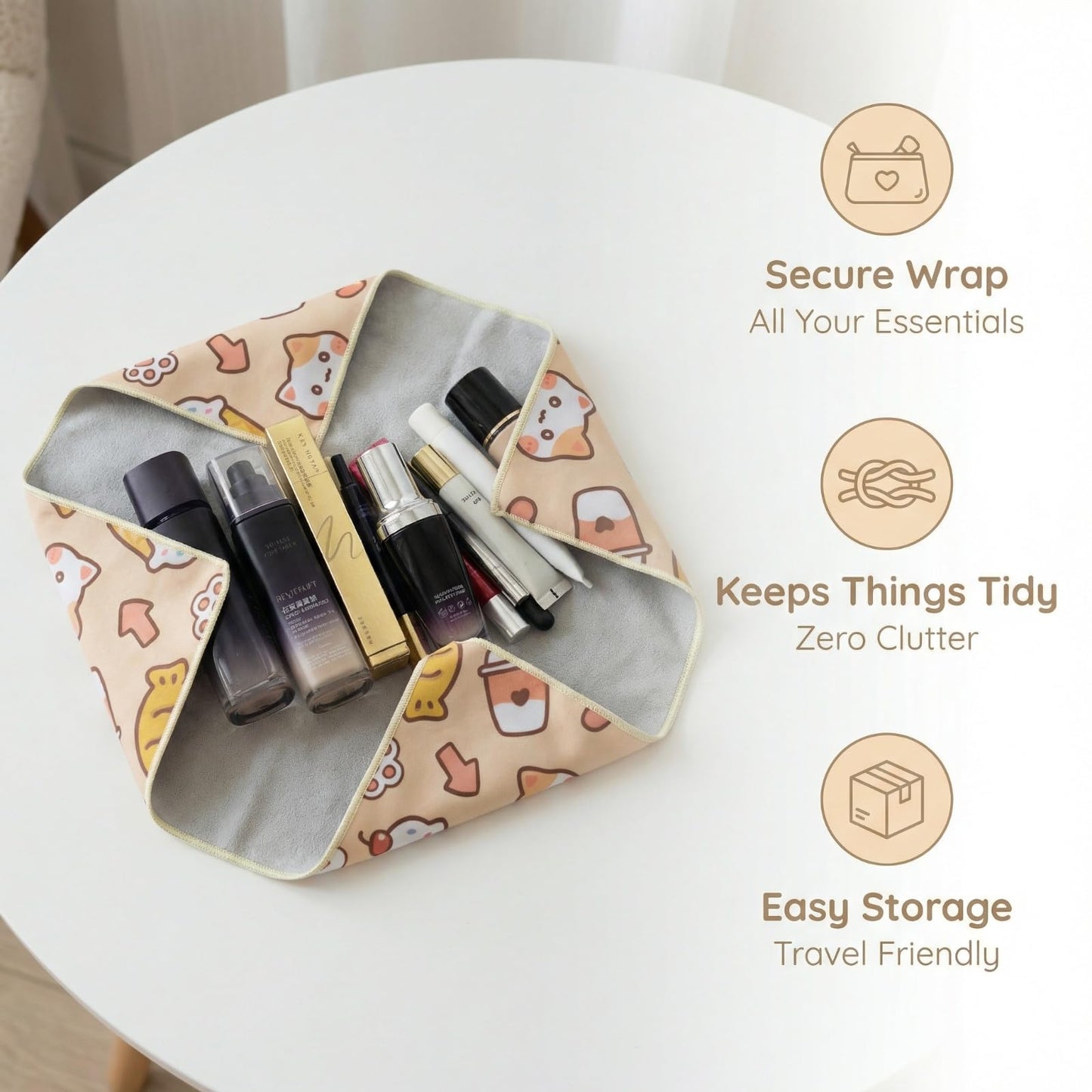 Cesqouc Self-Adhesive Magic Cloth Lens Protector Pocket Lazy Makeup Bag Stylish Travel Organizer Protective DSLR Camera Phones Tablets Accessories