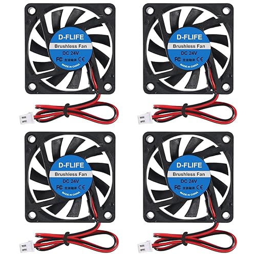 D-FLIFE 4pcs 24V 60150 Fan USB Brushless Cooling Fan 60mm x 10mm USB Fan 24V DC Brushless Cooling Fan 6010 for Computer CPU Heat Sink Cooling Cooler