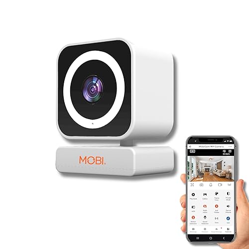 MobiCam MP Smart Home/Office Camera with 3MP Resolution, 2-Way Audio, Night Vision, 30-Second Setup, Dual WiFi (2.4GHz & 5GHz), BLE Connectivity