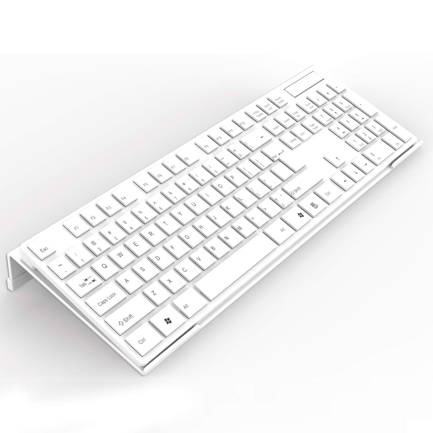 KOTEMON Acrylic Tilted Computer Keyboard Stand for Ergonomic Typing, Keyboard Tray Holder with Silicone Non-Slip Case, White