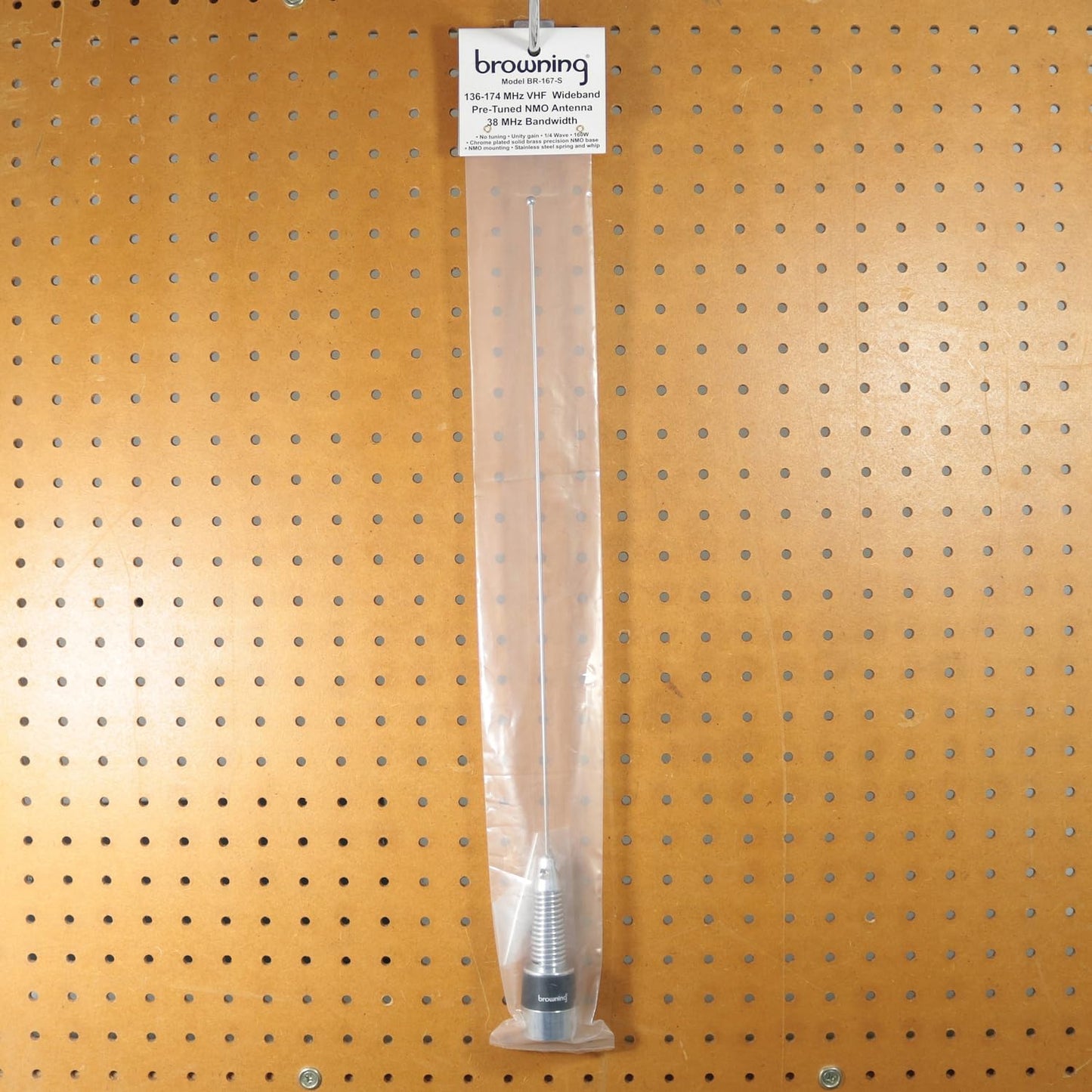 BROWNING 136MHz-174MHz VHF Unity Gain Land Mobile NMO Antenna, Stainless Steel (BR-167-S)