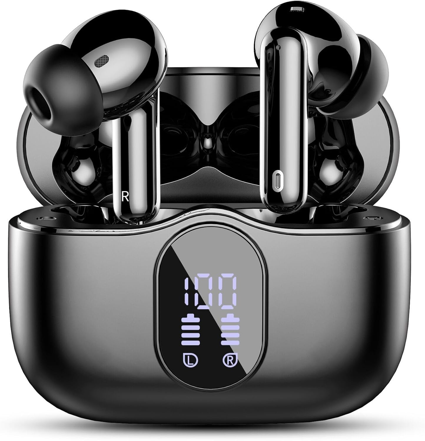 Wireless Earbuds, Bluetooth 5.4 Headphones Bass Stereo, Ear Buds with Noise Cancelling Mic LED Display, IP7 Waterproof in Ear Earphones, 36H Playtime