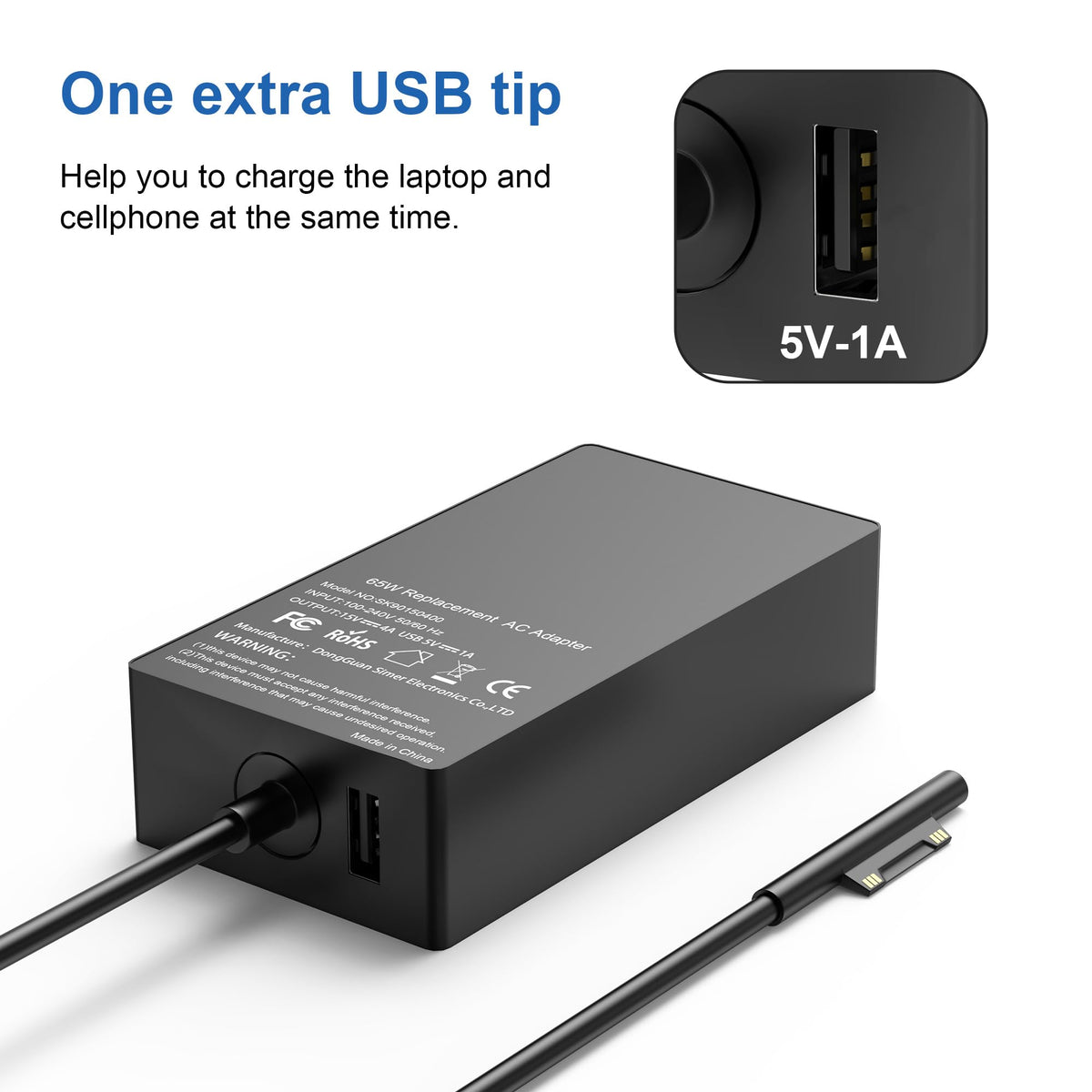 Compatible with Microsoft Surface Charger,65W Surface Pro Charger,Compatible with Surface Pro 11,9,8,7,6,5,4,3,X Surface Laptop 7,6,5,4,3,2,1 Surface