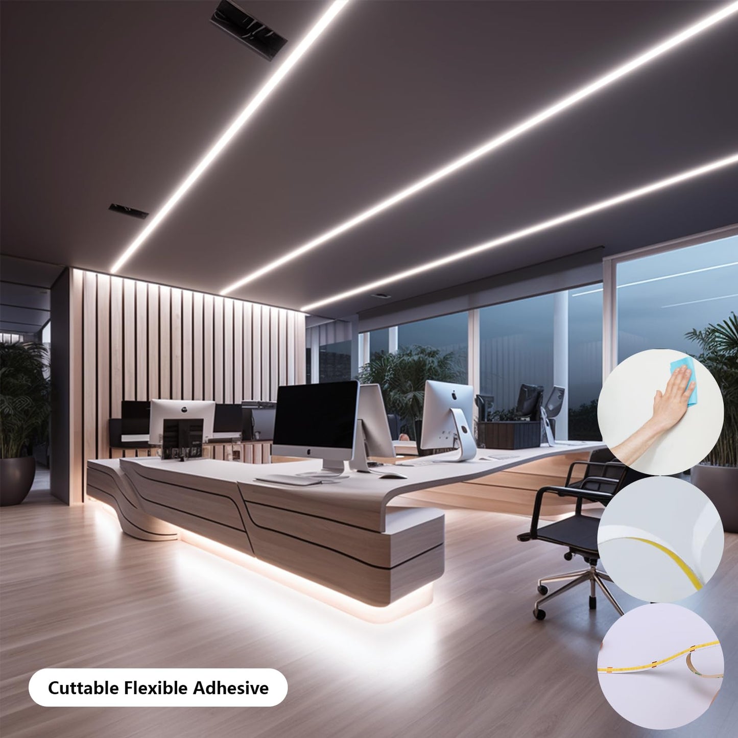 BENLUN 24V LED Strip Light Kit 65.6ft (2 Rolls of 32.8ft), 4000K Natural White Cuttable LED Tape Lights, SMD 2835 300W with Power Supply for Bedroom