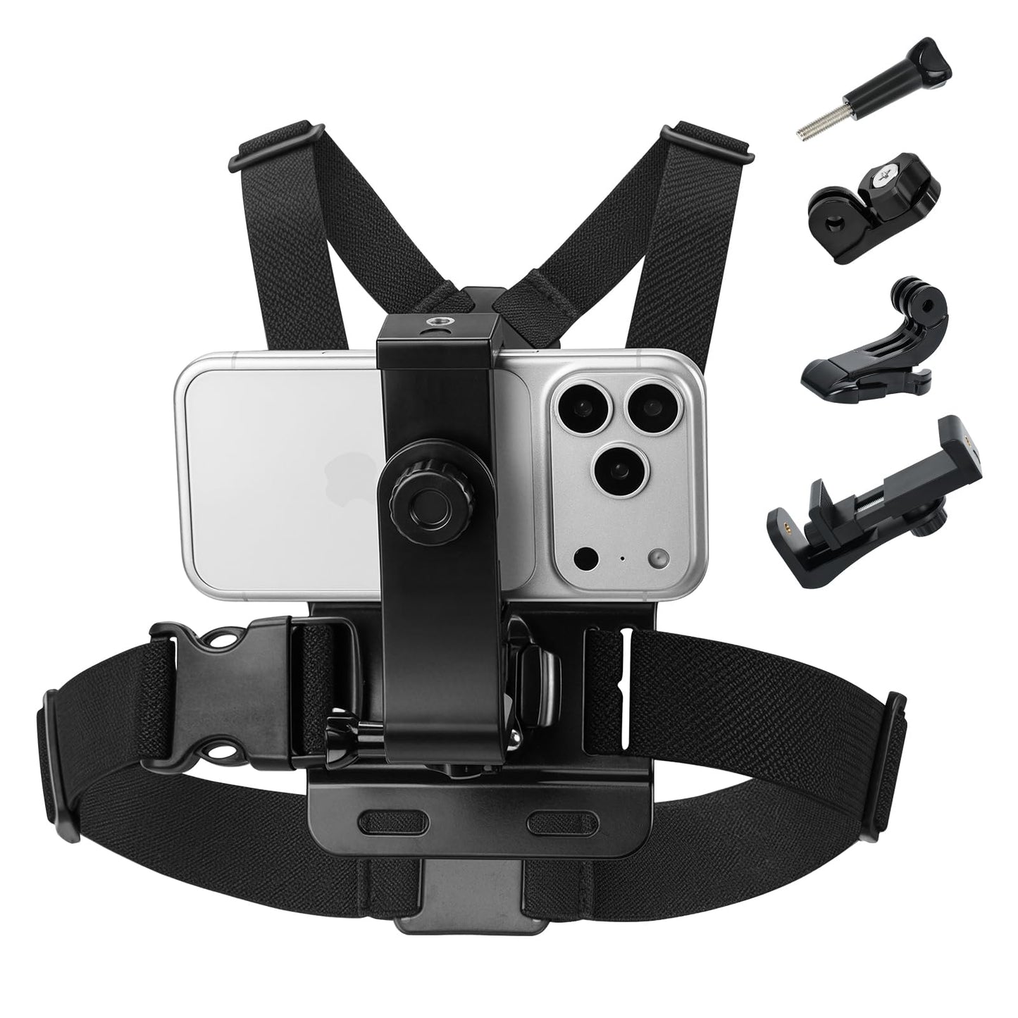 KRILLI Mobile Phone mountable Chest Strap Holder, Suitable for Samsung Series and iPhone Full Range of Mobile Phones, Supporting POV Shooting