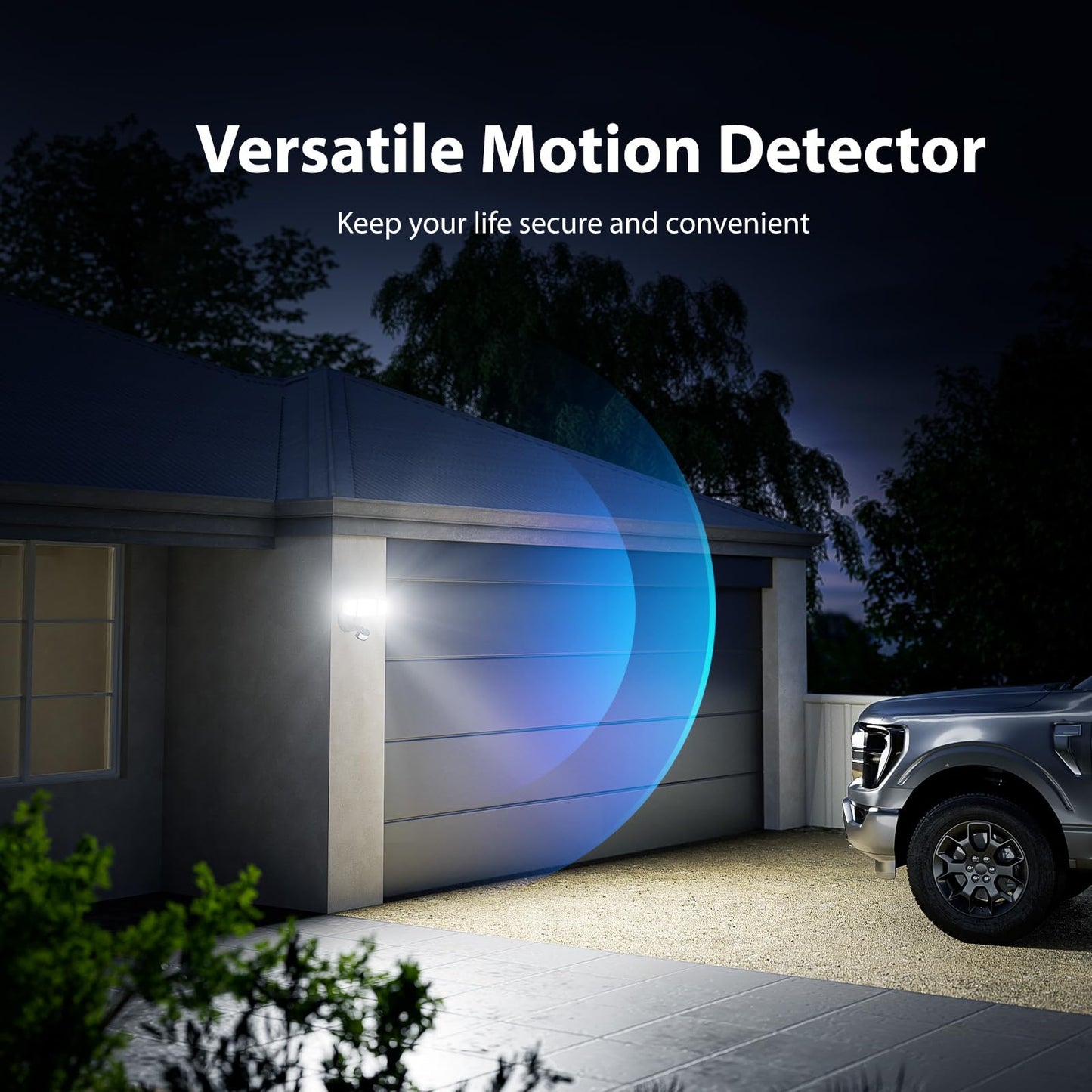 Onforu 75W LED Flood Light Motion Sensor Outdoor, 7000lm Dusk to Dawn Flood Light, Security Light with Three Head, IP65 Waterproof Exterior