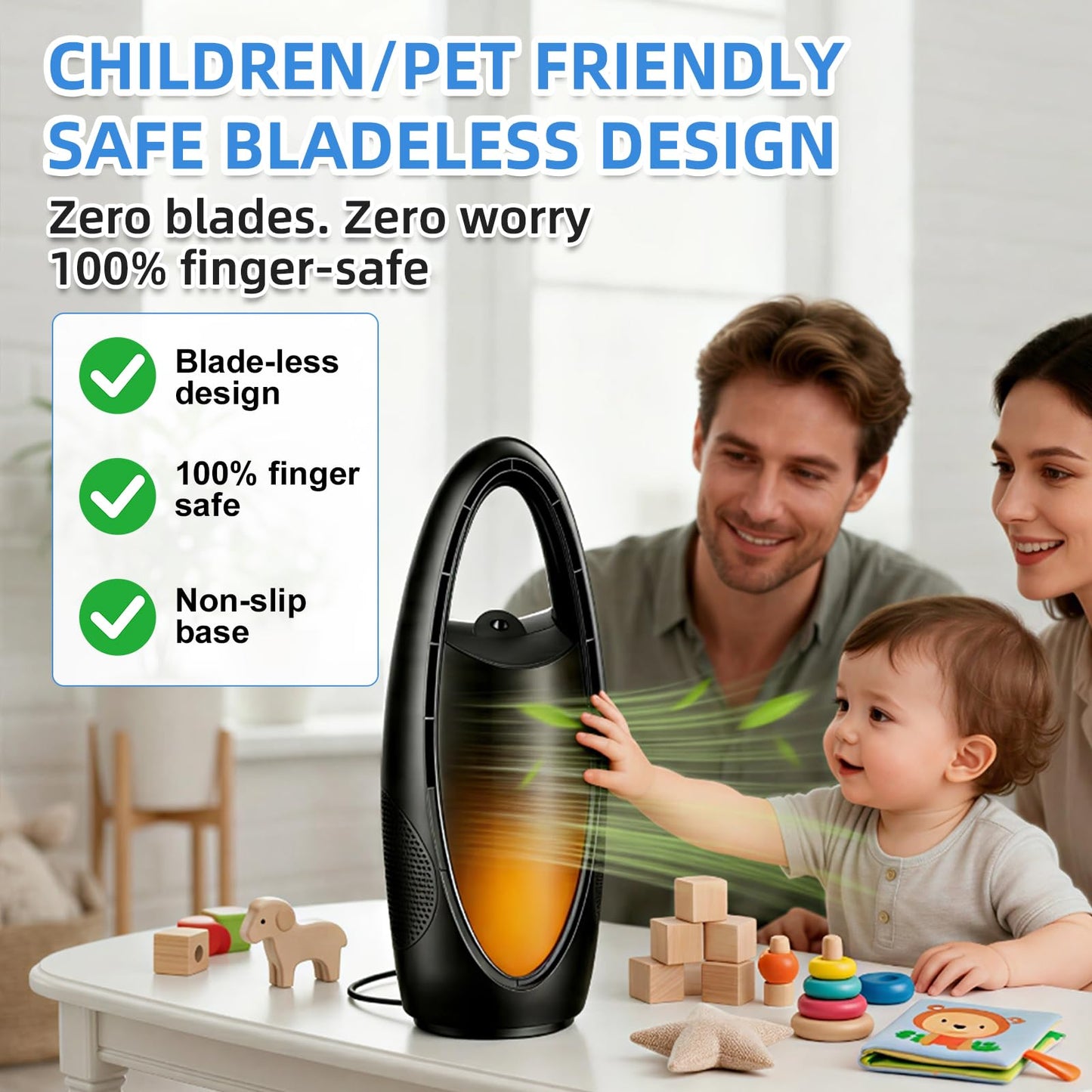 Irrshe Bladeless Cooling Fan with Nano Cool Mist for Sleep & Hot Days, 13-Inch Rechargeable Quiet Desk Fan for Baby Nursery Bedroom Office Dorm