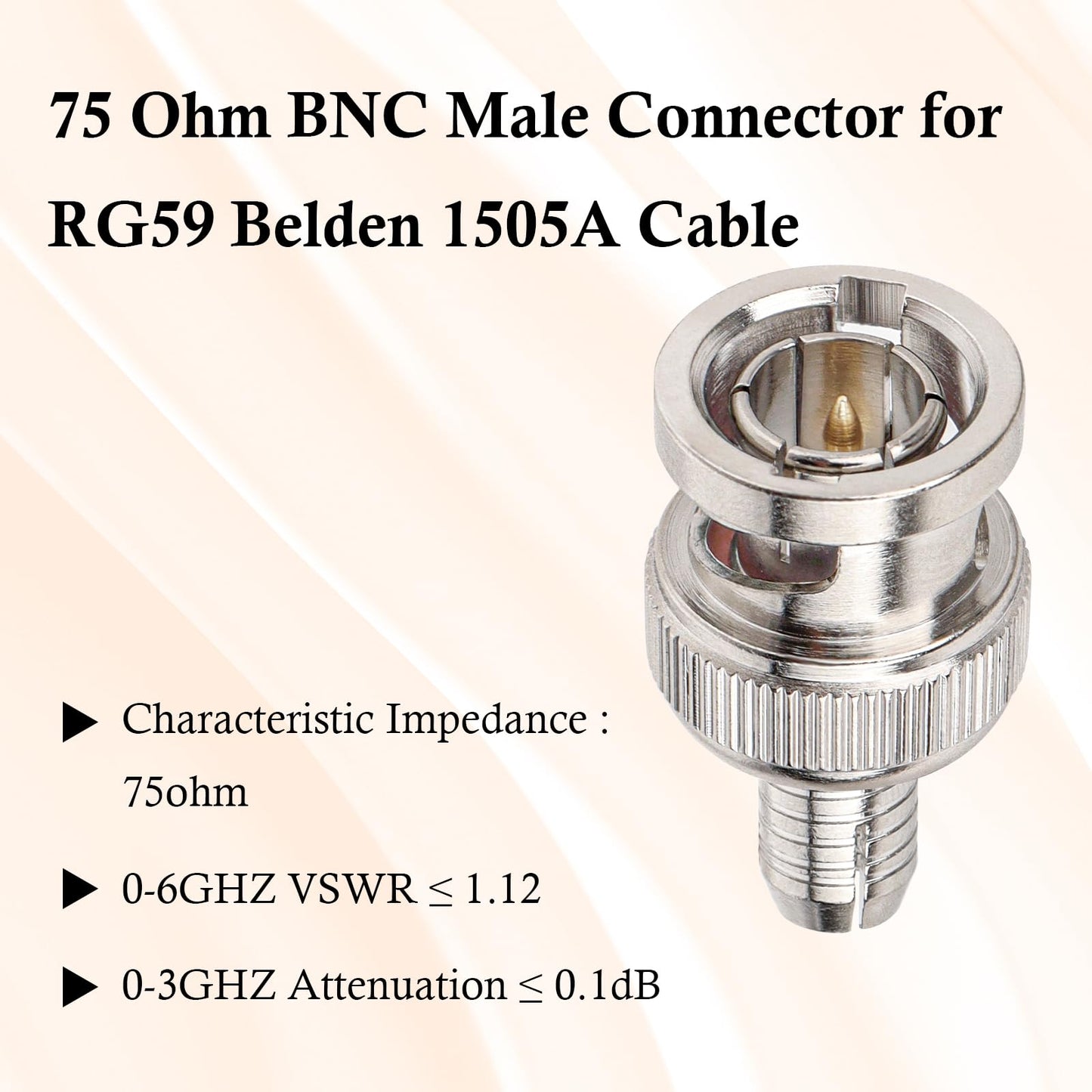 XRDS -RF BNC Compression Connector for RG59 Coaxial Cable BNC Male RG59 Connectors for CCTV, SDI, HD-SDI, Siamese, Security Camera(Pack of 10)