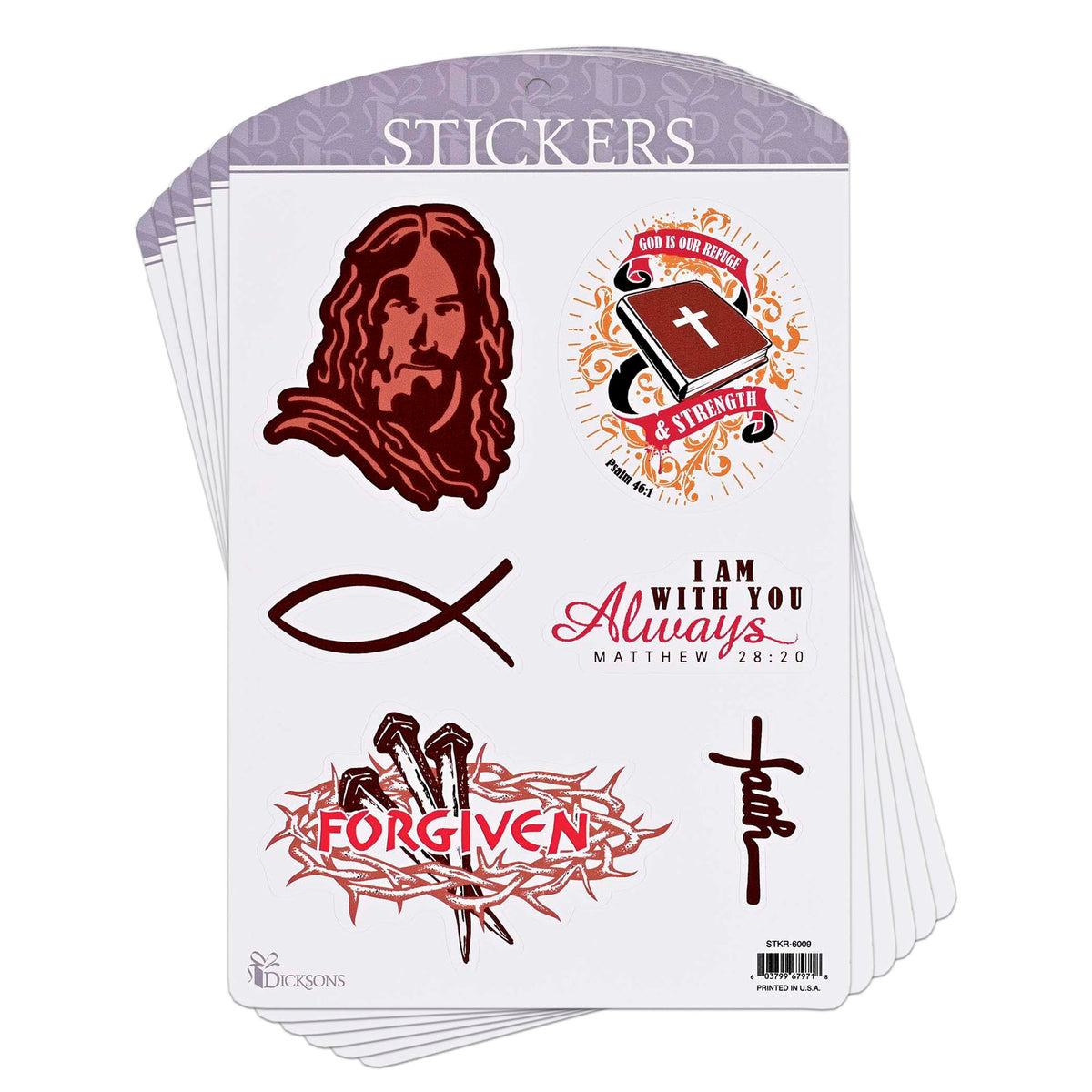 Dicksons Adhesive Sticker Decal for Journaling, Scrapbooking, and Accessory Personalization 3.75 x 4.75 Vinyl Religious Collection - Pack of 6
