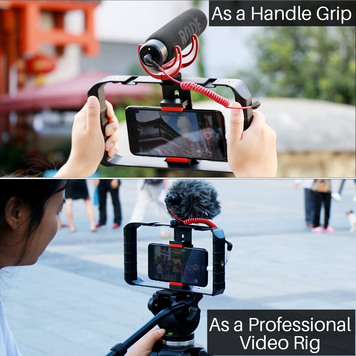 Ulanzi U Rig Pro Video Rig for iPhone, Phone Stabilizer Rig w Triple Cold Shoe Mount,Phone Tripod Mount for iPhone 16 15 14 13 12 11 Pro Max XS Max X