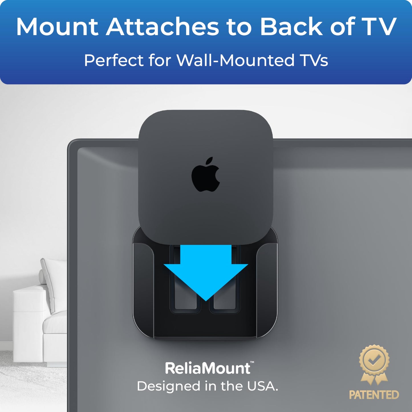 ReliaMount Basic Mount for Apple TV - Compatible with All Apple TV Generations (Including All 4K Models)