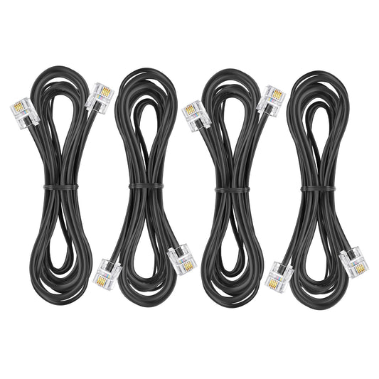 Yumiwoow 4Pack Telephone landline Extension Cord Cable Cord with Standard RJ-11 6P4C Plug (4Pack-3.3Ft-Black)