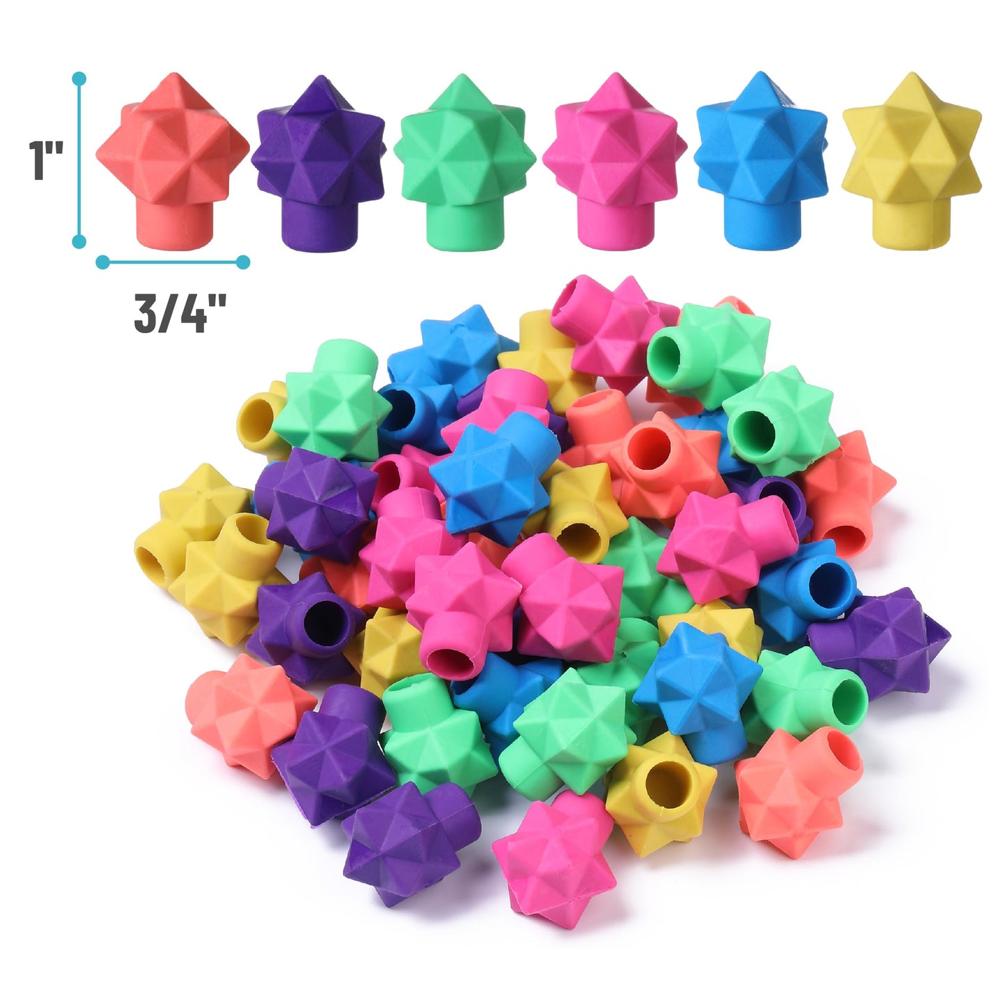 Mr. Pen- Pencil Top Erasers, 48 Pack, Vibrant Colors, Latex-Free