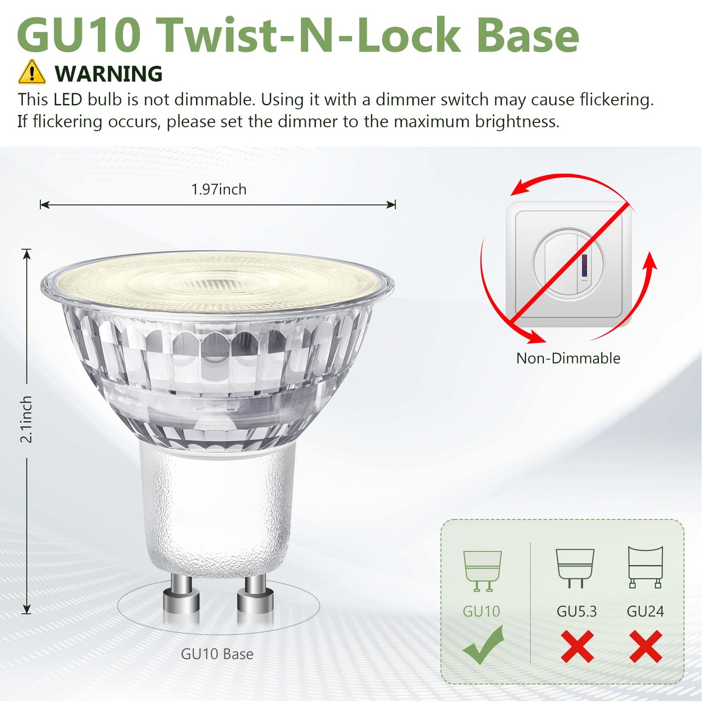 Sigalux GU10 LED Bulb 8 Pack, 3000K Warm White, 4.2W (50W Equivalent) Non-Dimmable, 350 Lumens, 35° Spotlight, MR16 GU10 Bulb Replacement for Track