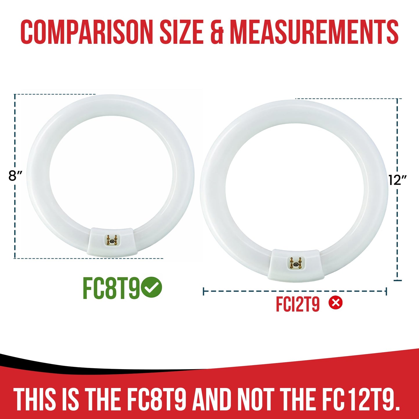 BULBMASTER FC8T9/CW 22 Watt 8 Inch Round T9 Fluorescent Circular Light Bulb, Cool White 4100K, 1120 Lumens G10Q 4-Pin Base 22W Circline Ceiling Lights