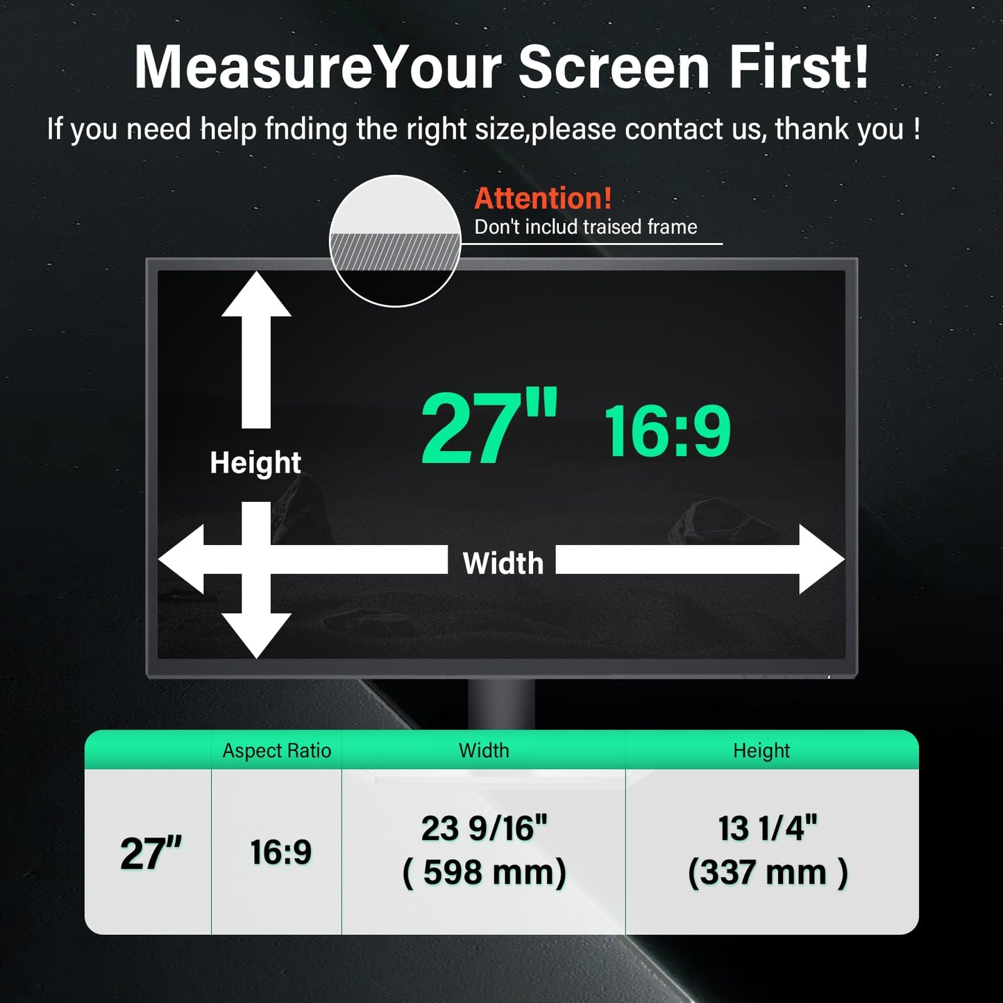 Mao Yeye [2 Pack] 27 Inch Computer Privacy Screen for 16:9 Aspect Ratio Widescreen Monitor, Eye Protection Anti Glare Blue Light Computer Monitor