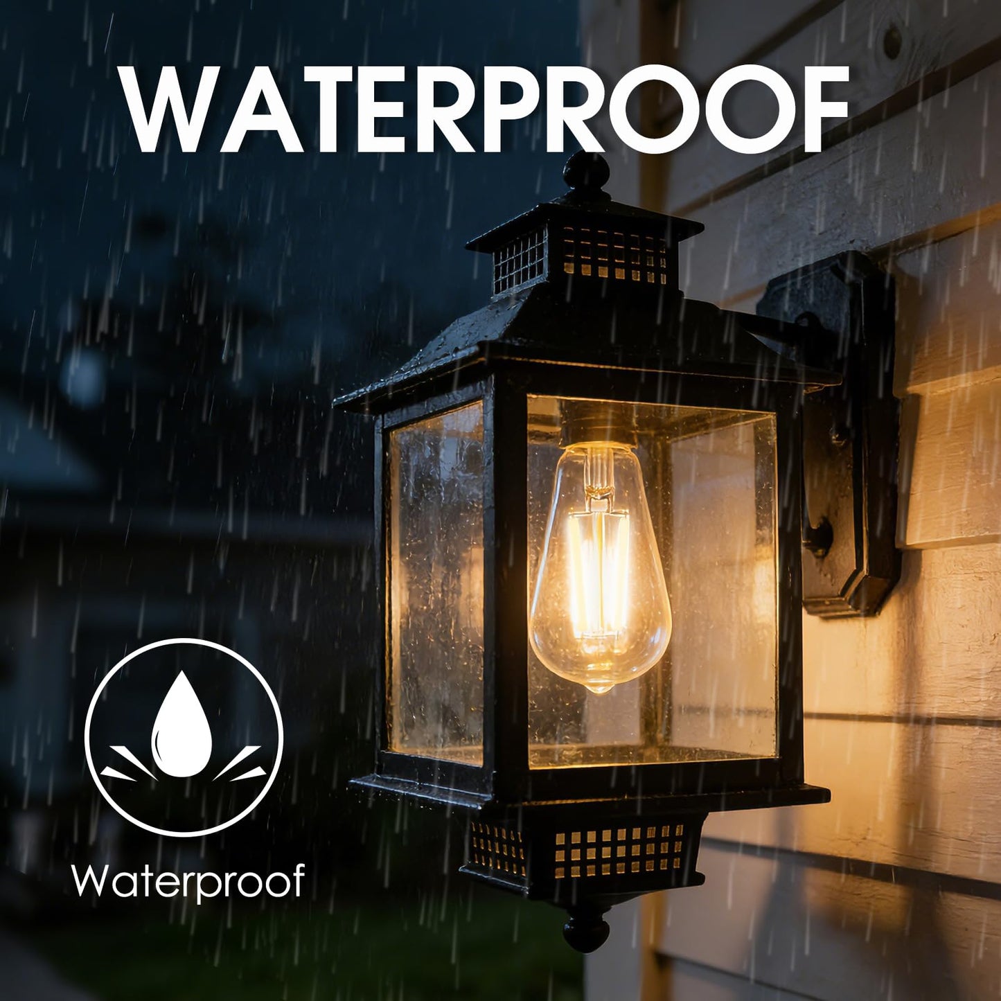 Energetic Dusk to Dawn Outdoor Sensor ST19 LED Light Bulb, 60 Watt Equivalent(6.5W), 700LM, 2700K Soft White, Vintage Filament E26 Base, Automatic