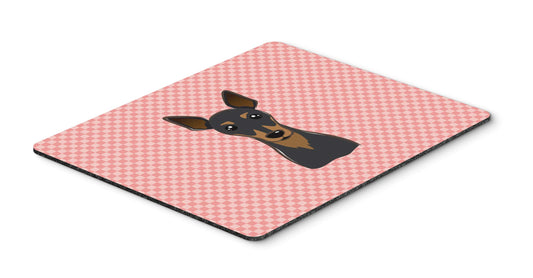 Caroline's Treasures BB1240MP Checkerboard Pink Min Pin Mouse Pad, Hot Pad or Trivet for Home Office Gaming Working Computers Laptop Mouse