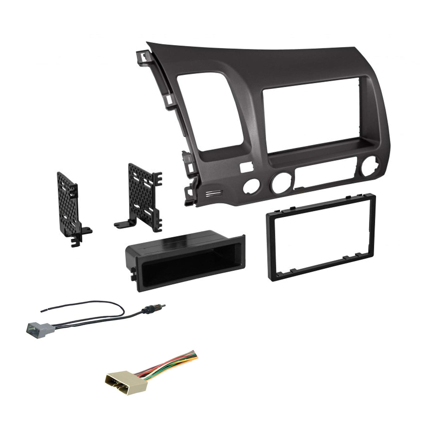 American International Honda Civic (2006-2011 All Trim Levels) Double DIN or Single ISO with Pocket Radio Installation Dash Kit, Car Audio Harness