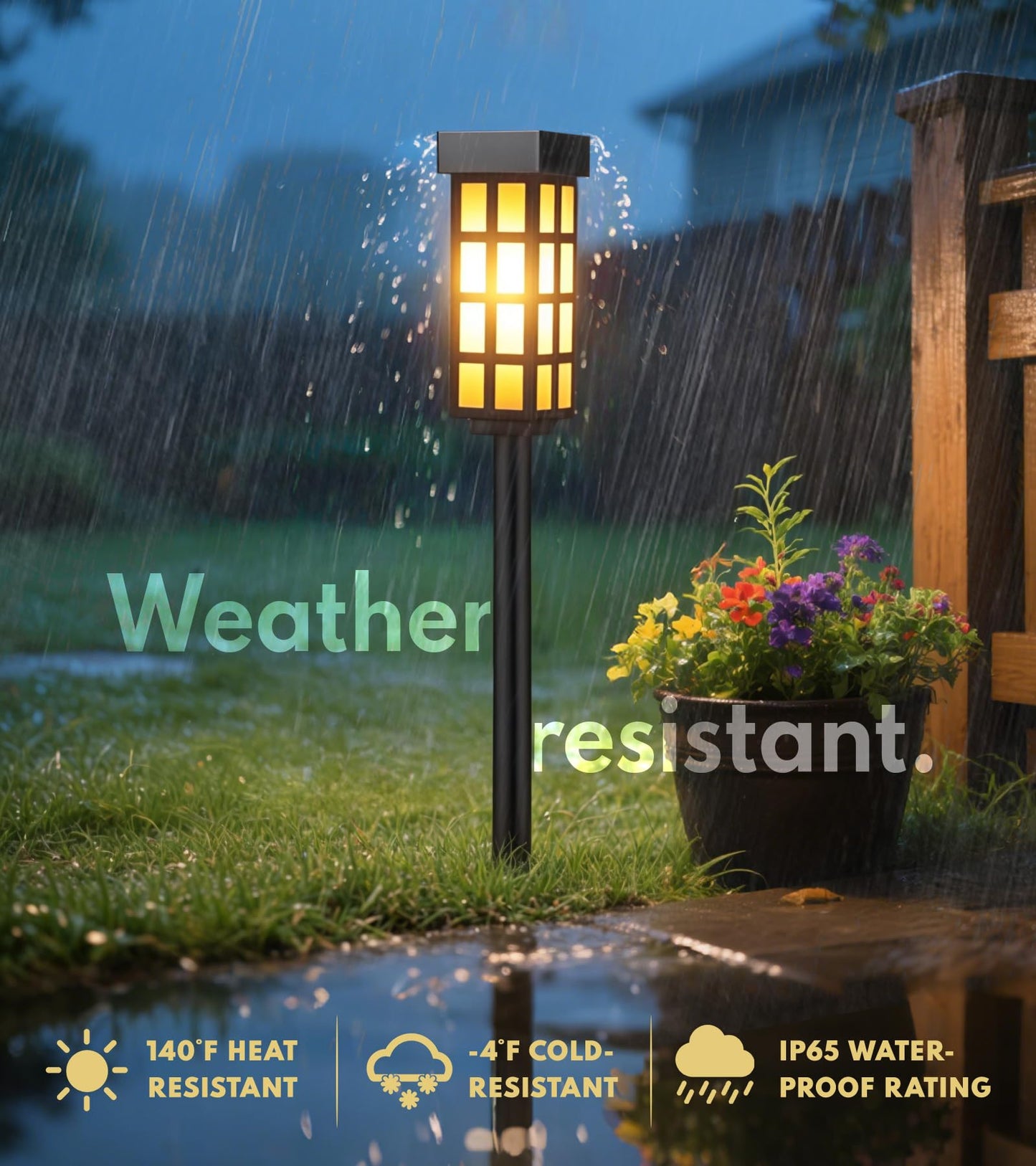 PASAMIC Solar Pathway Lights Outdoor, 24 Inch Tall Solar Landscape Lights, IP65 Waterproof Outdoor Lights, Warm White LED Solar Garden Lights for Yard