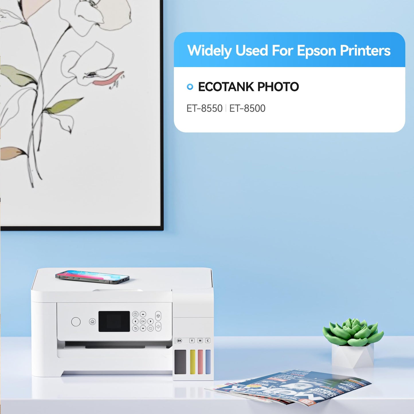 FILLINK 552 Sublimation Ink Compatible for 552 T552 552 Pigment Ink Used with Ecotank Photo ET-8550 ET-8500 ET 8550 ET 8500 Printer Heat Press