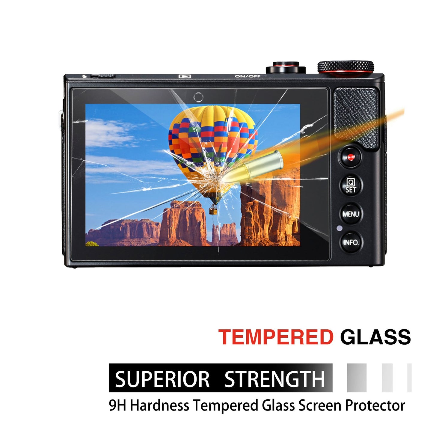 AKWOX [3-Pack] Tempered Glass Screen Protector for Canon G7X Mark II G9X G9XII G7X G5X, 9H LCD Protective Cover