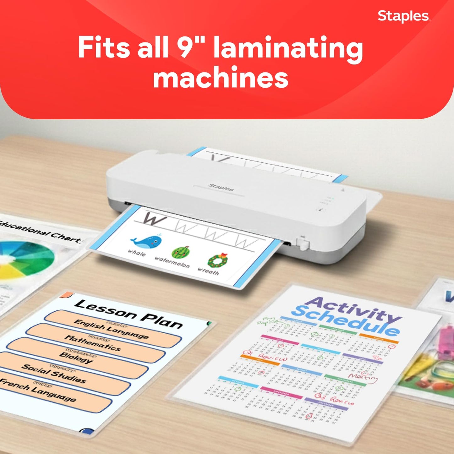 Staples Thermal Laminating Pouches, Letter Size, 5 Mil, 100/Pack (5204003/5204009)
