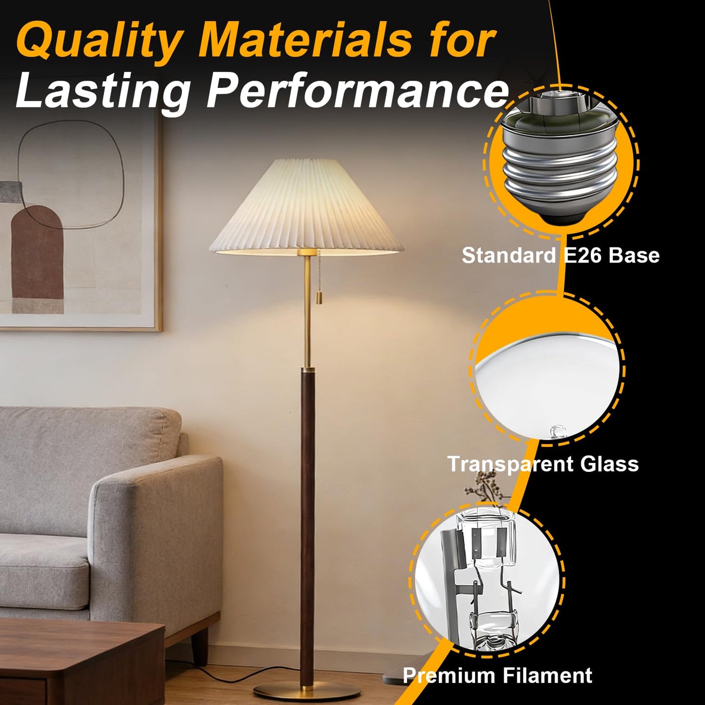 LENGSHIKEJI 6PCS A19 Halogen Light Bulbs 43 Watt 120V Replacement for 60 Watt Incandescent Light Bulbs E26 Medium Base Clear Glass Replace#