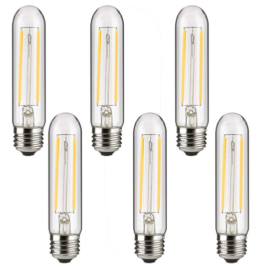 Sunlite 41148 LED Filament T10 Tubular Light Bulb, 2 Watts (25W Equivalent), 160 Lumens, E26 Base, Dimmable, 126mm, 6 Pack 2200K - Amber