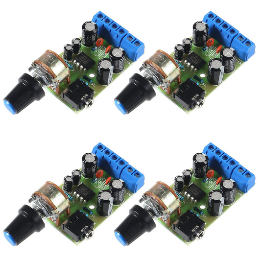 QCCAN 4pcs TDA2822M Audio Amplifier Board 2.0 Channel Stereo AMP Mini AUX Audio Amplifier Module DC1.8-12V