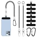 Lousrnman 2 Pack Phone Lanyard Tether, Cell Phone Lanyard with 2x Carabiner and 6x Fabric Patch, Universal Anti Theft Phone Safety Strap Compatible