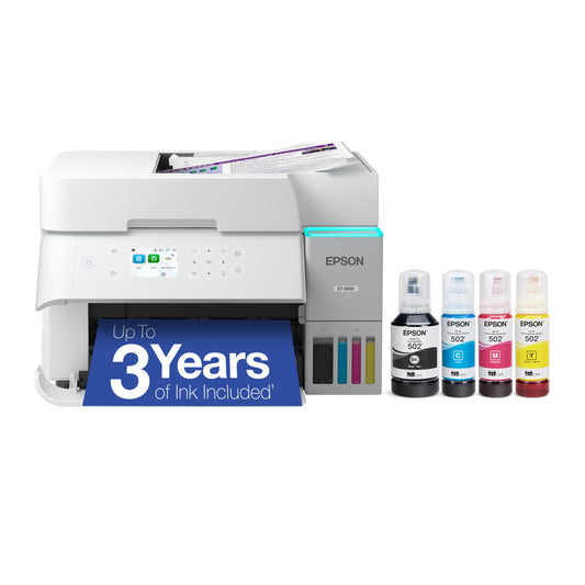 Epson EcoTank ET-3950 Wireless All-in-One Color Supertank Printer with up to 3 Years of Ink Refillable Tanks, Perfect for Home Office, 18 PPM, 2.4"