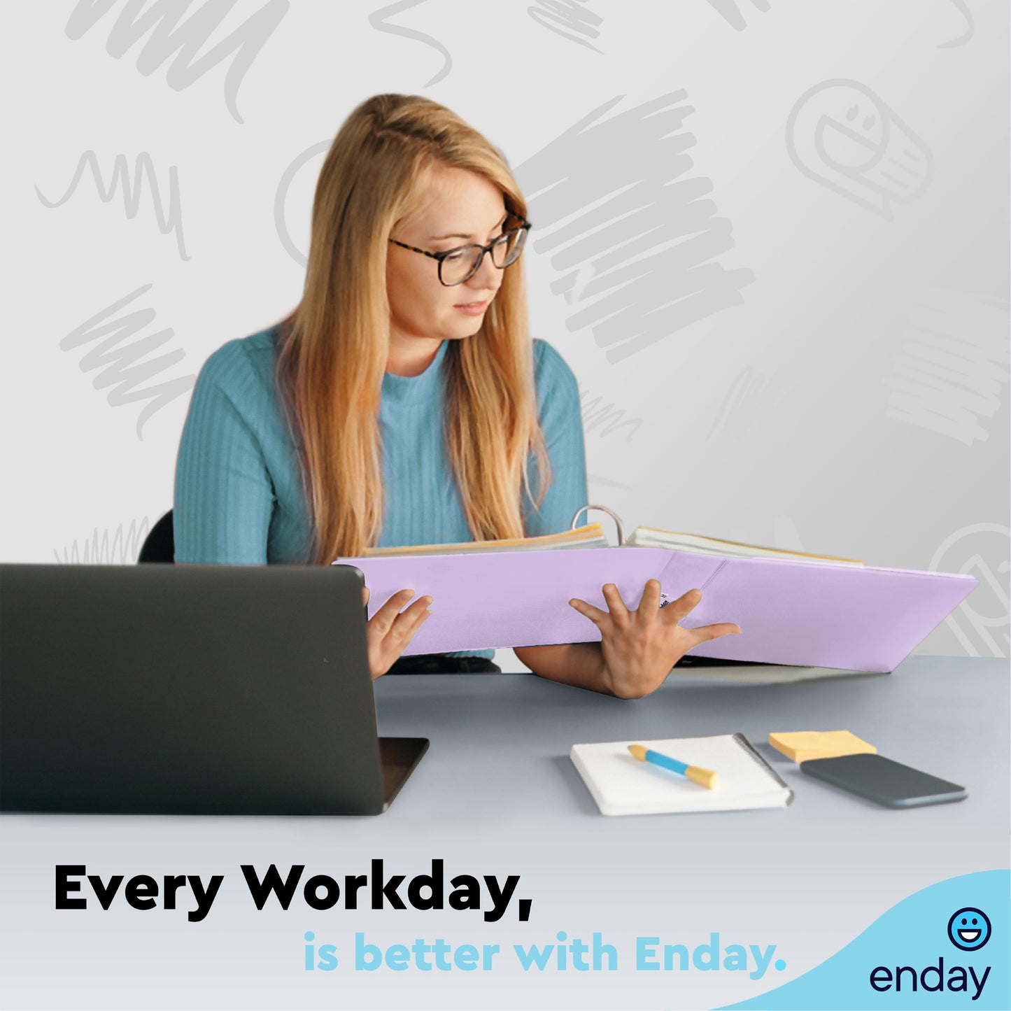 Enday 2 Inch Binder, Purple - 2 Inch 3 Ring Binder, D-Ring Pastel with Clear View Cover for Letter Size 8.5 x 11'' Paper & 2 Inside Pockets, Ideal