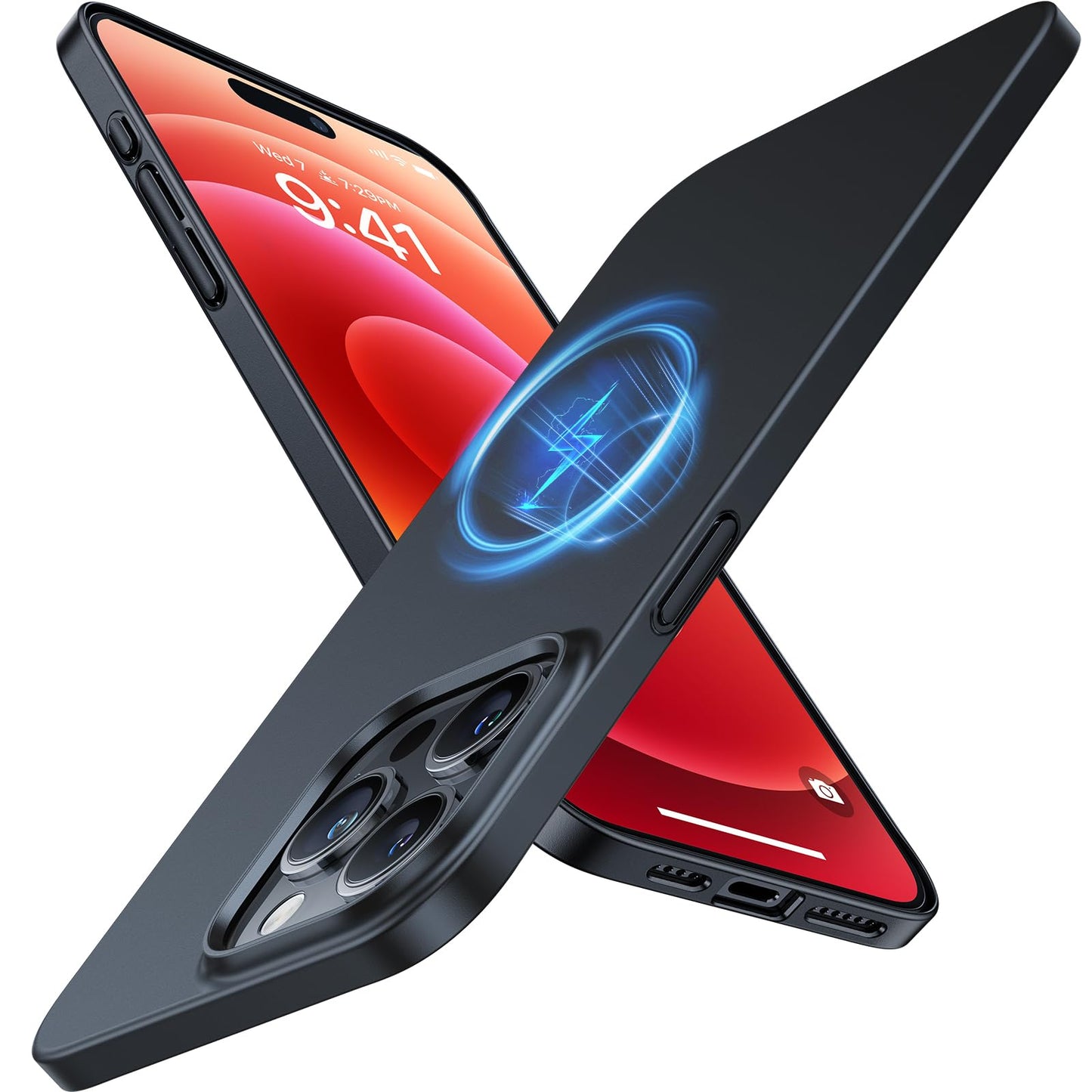 TORRAS Slim Fit for iPhone 15 Pro Max 2023 Magnetic Case (3rd Gen),Ultra Thin Lightweight Matte Hard PC 15 Pro Max Phone Case, Metallic Black