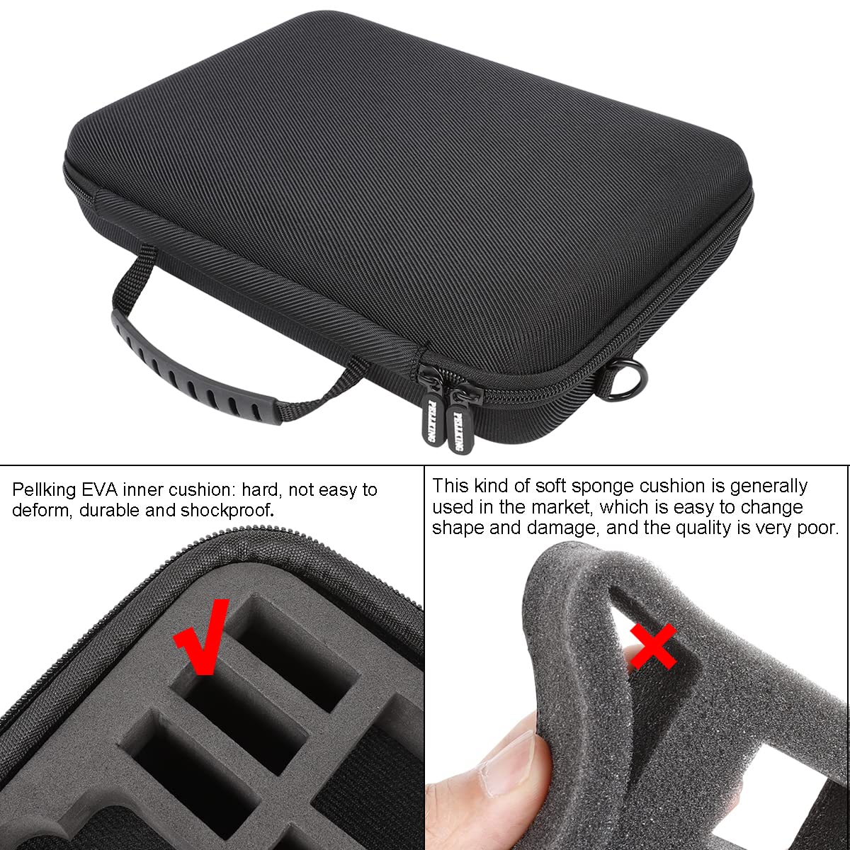 Pellking Large Carrying Surface-Waterproof Case for GoPro 13,12,11,10 Camera,Hard Shell Bag with EVA Liner Compatible for GoPro hero 13,with Fully