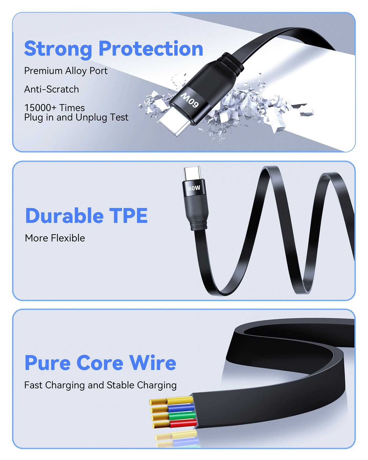 RULUS 2 in 1 Retractable USB C Cable 60W, [2Pack,4ft] Retractable USB C to C/Lightning (PD 27W) Fast Charging & Data Sync with IP/Type C Ports