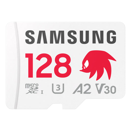 Samsung PRO Plus Sonic The Hedgehog + Adapter, 128GB microSDXC, Up-to 180MB/s, Full HD & 4K UHD, UHS-I, C10, U3, V30, A2, for Nintendo-Switch, Steam