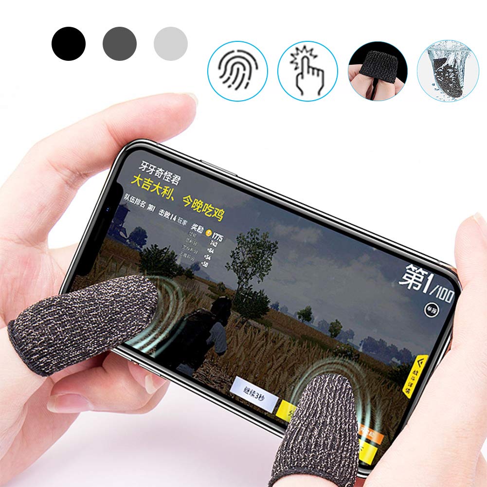 10 Pieces Mobile Game Touch Screen Thumb Fiber Finger Gloves, Anti-Sweat Breathable Full Touch Screen Sensitive Shoot Aim Joysticks (Light Gray)