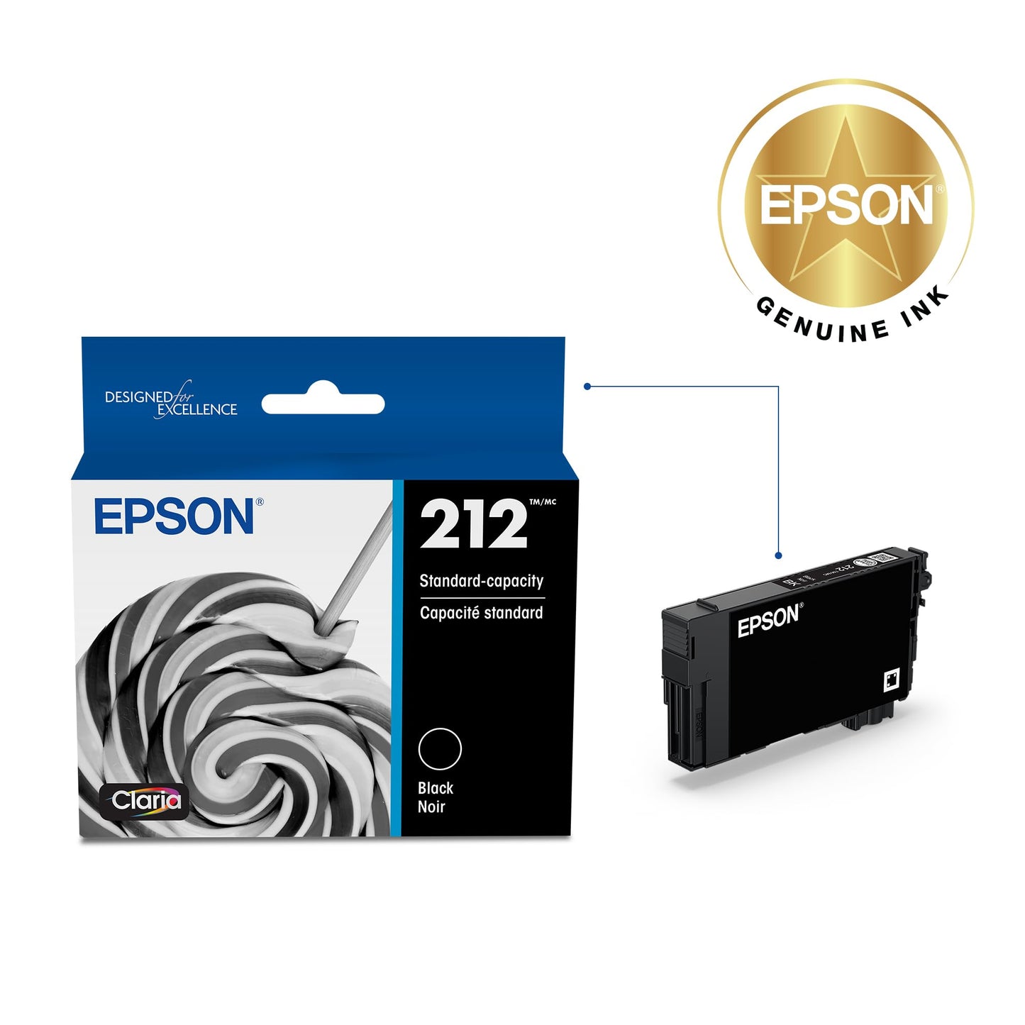 EPSON 212 Claria Ink Standard Capacity Black Cartridge (T212120-S) Works with WorkForce WF-2830, 2850 and Expression XP-4100, 4105