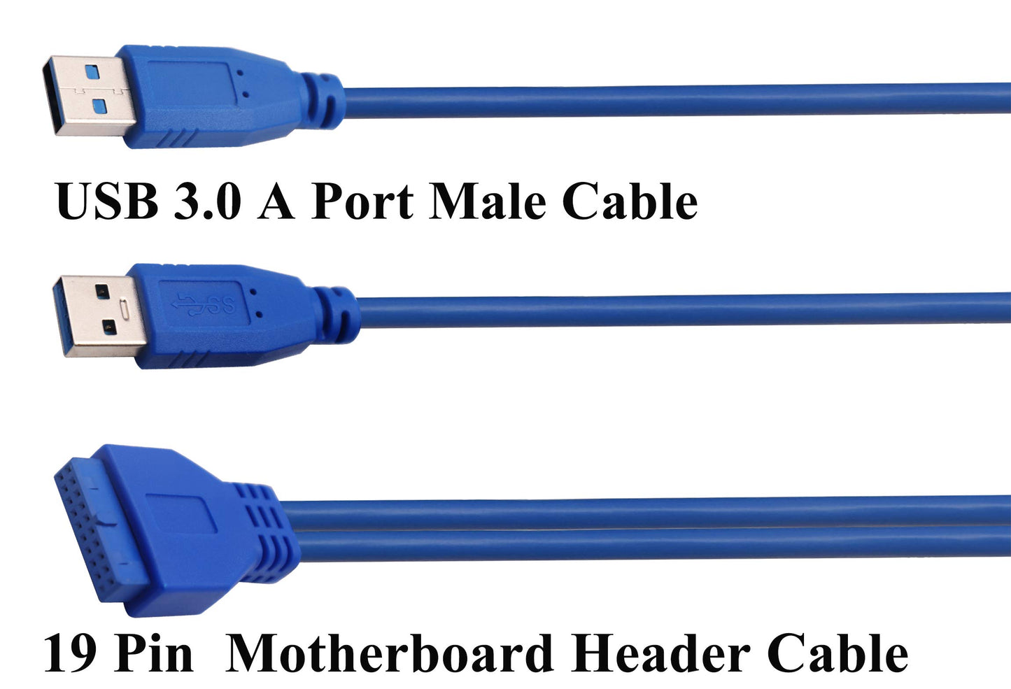 AAOTOKK 2 Port USB 3.0 Splitter Adapter Cable Dual Port USB 3.0 A Male to 20 Pin Motherboard Header Extension Cable for USB Ports Directly to Computer