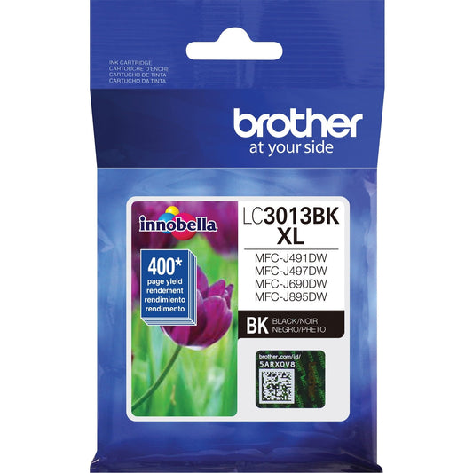 Brother Printer High Yield Ink Cartridge Page Up to 400 Pages Black (LC3013BK), Standard