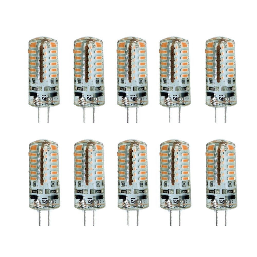 MODOAO 10 Pack G4 2W 3W 24/48 LED Corn Bulb 3014 SMD Corn Light Lamp Cool White Warm White AC 12V DC (3W,Warm White)